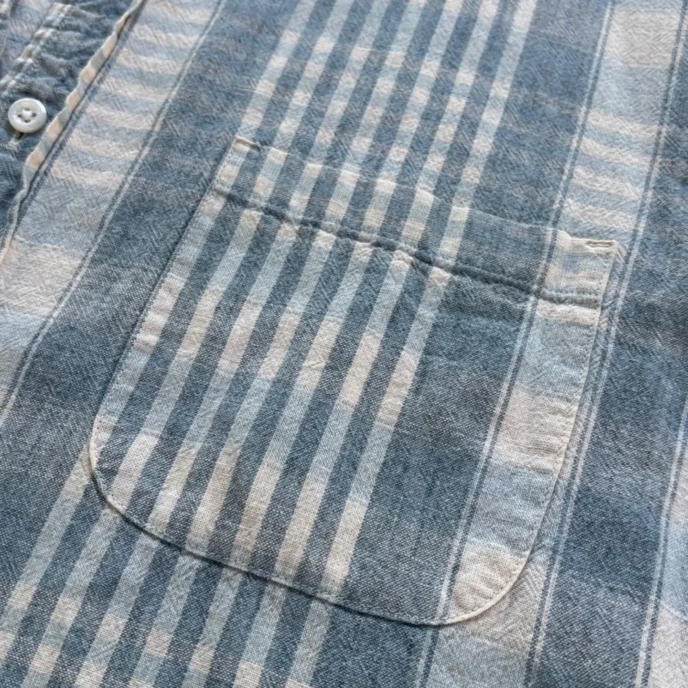 J. Crew Plaid VTG Button Down XL Blue Soft Cotton Long Sleeve Preppy Mauritius